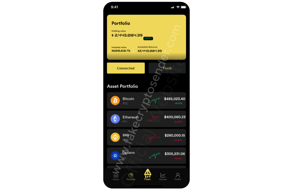 Fake Crypto Sender Mobile Portfolio Page