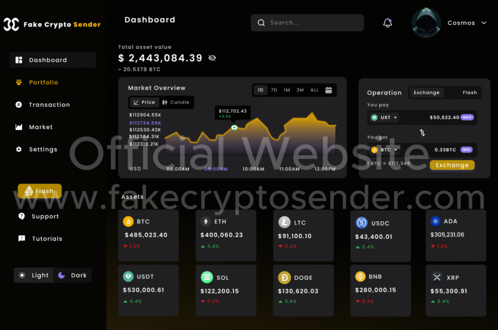 Fake Crypto Sender PC Portfolio Page
